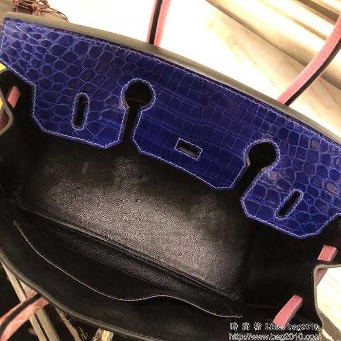 HERMES愛馬仕 鉑金包 2018款 半手工製作 原版工藝 蠟線縫製 亮面鱷魚皮蓋頭 手提包  Ama1001